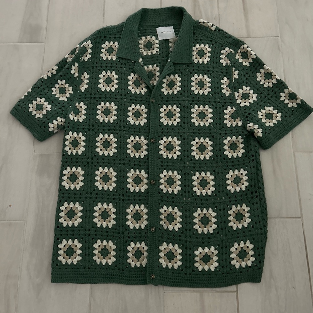 Cotton On Green Crochet Top